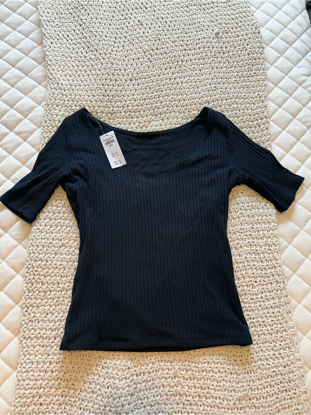 NWT Abercrombie & Fitch Black Ribbed Short Sleeve Tee